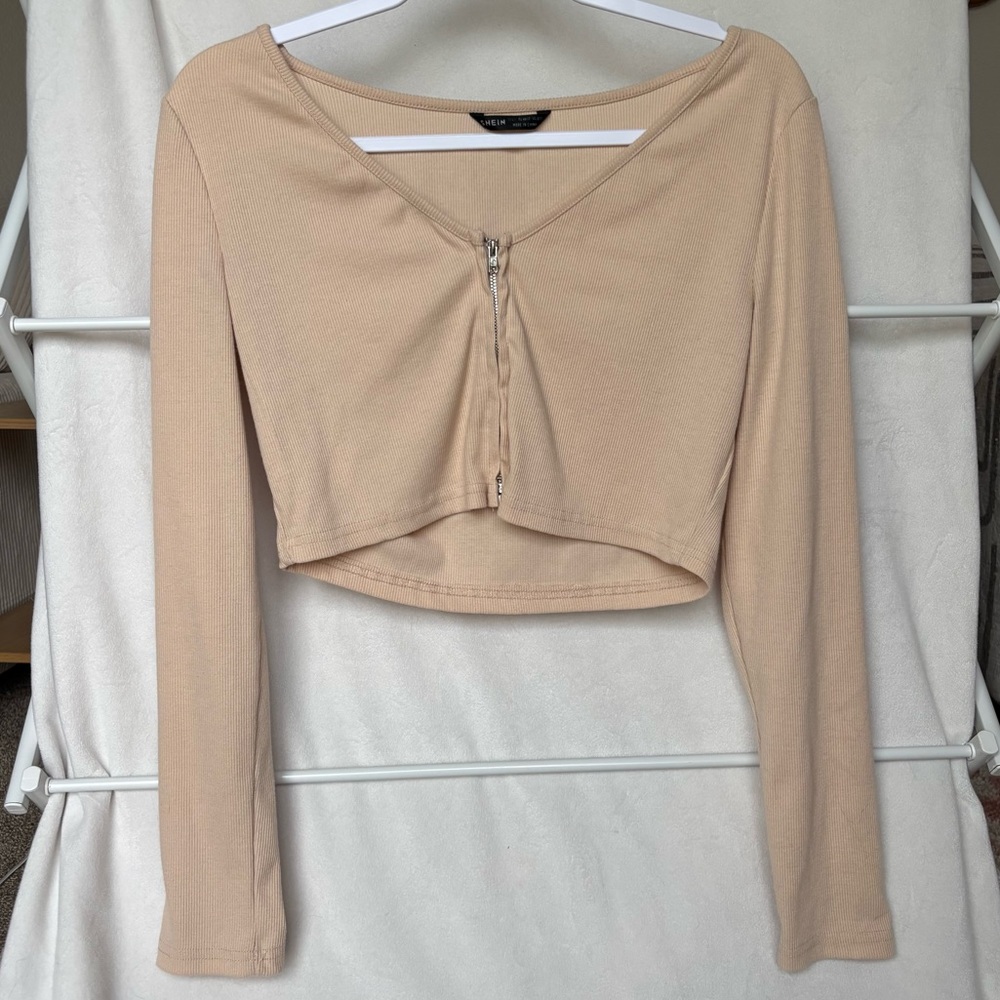 Blush Pink double zipper zip-up going out top size small